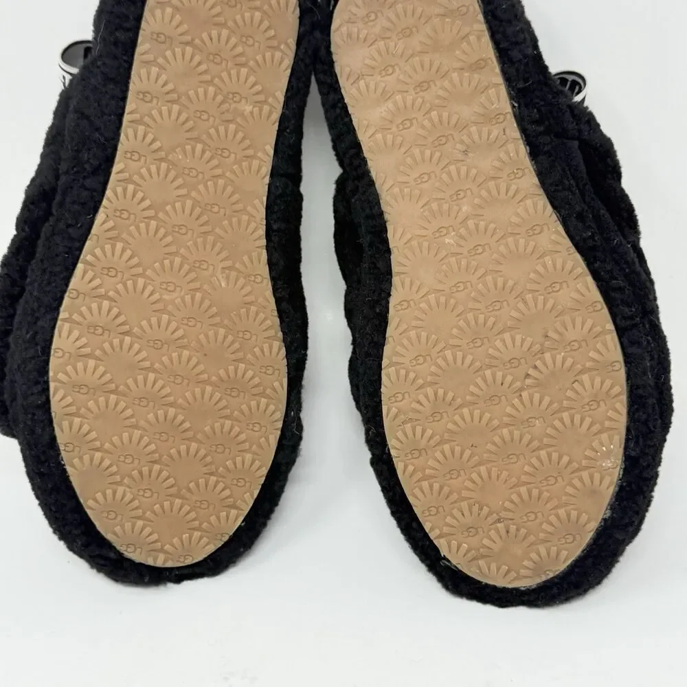 UGG Fluff Yeah Shearling Slingback Slippers Kids Girls 5 Black Red Open Toe